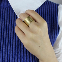 Script Monogram Cuff Ring Gift 18K Gold Plated