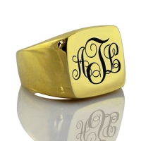 Custom 18K Gold Plated Monogram Signet Ring
