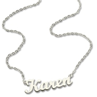 Solid White Gold Karen Style Name Necklace