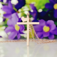 Personalized Rose Gold Plated Silver Cross Name Necklace with Heart