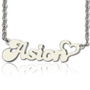 Customizable BANANA Font Heart-Shaped Name Necklace