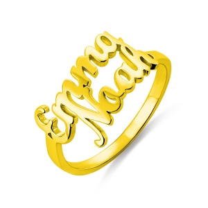 Personalized Double Name Ring Gift in Gold
