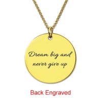 Disc Script Engraved Monogram Necklace 18K Gold Plated