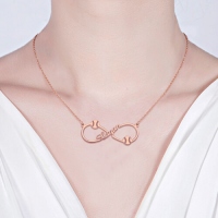 Infinity Sign Baseball Name Necklace In Rose Gold