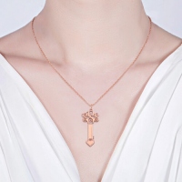 Rose Gold Key Heart Necklace with Fancy Monogram Initials