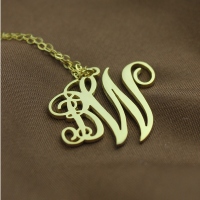 Personalized 2 Initial Monogram Necklace 18K Gold Plated