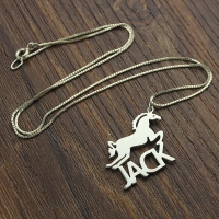 Customized Horse Pendant Necklace with Name for Childrens