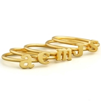Custom Midi Initial Letter Ring 18k Gold Plated