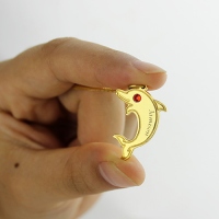 Dolphin Pendant Name Necklace with Birthstone 18k Gold
