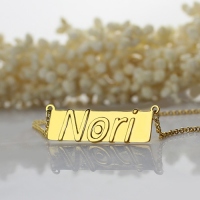 Raised Nori Letter Name Bar Necklace