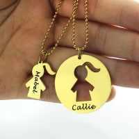 Mother Daughter Necklace Set Gold