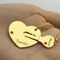  Key to My Heart Name Necklace With Birthstone Gold