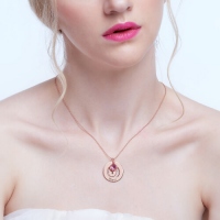 Personalized Baby Feet&Birthstone Necklace for New Mom In Rose Gold