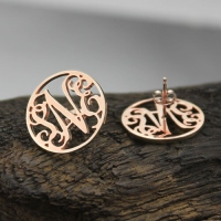 circle monogram earring