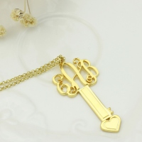 18K Gold Plated Key Monogram Initial Necklace