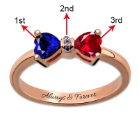 Personalized Birthstones Bow Engravable Ring In Rose Gold
