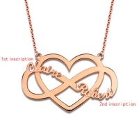 Customized Infinity and Heart Name Necklace In Rose Gold