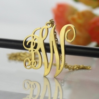 Personalized 2 Initial Monogram Necklace 18K Gold Plated