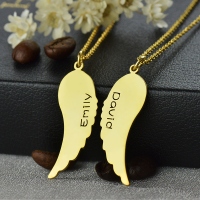 Matching Angel Wings Necklaces Set for Couple 18K Gold plated