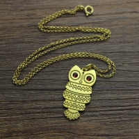 Cute Birthstone Owl Name Necklace 18k Gold Plated