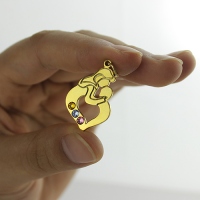 Personalized Mother Child Necklace with Birthstones Gold Plated