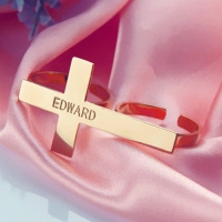 Personalized Two-finger Cross Ring with Name Rose Gold