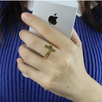 Engraved Name Cross Ring 18k Gold Plated