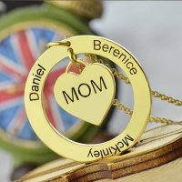 Circle Family Names Necklace For Mom Gold Plating