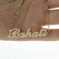 Custom 18K Gold Full Birthstones Carrie Name Necklace