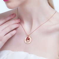 Personalized Baby Feet&Birthstone Necklace for New Mom In Rose Gold