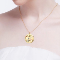 18K Gold Plated Family Tree Birthstone Name Necklace