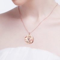 18K Rose Gold Plated Family Tree Birthstone Name Necklace
