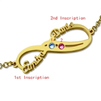 Infinity Names Bracelet with Birthstones 18K Gold Plated