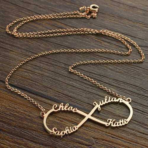 Collier Infini-4 Prénoms-Plaqué Or Rose
