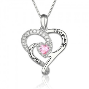 I Love You To The Moon And Back Birthstone Necklace In Sterling Silver
