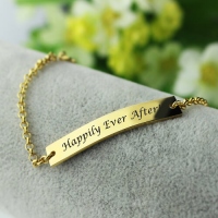 Engraved Name Bar Bracelet 18k Gold Plated