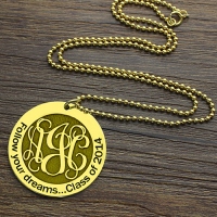 Follow Your Dreams Disc Monogram Necklace 18K Gold Plated
