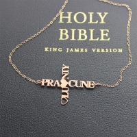 Personalized Two Name Cross Necklace Rose Gold Plated 925 Silver
