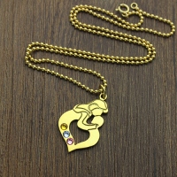 Personalized Mother Child Necklace with Birthstones Gold Plated