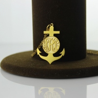 18K Gold Plated Anchor Monogram Initial Necklace