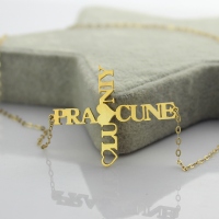 Personalized 2 Names Crossed Necklace Gold Plated 925 Silver