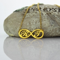 Infinity Necklace with Two Initial Gold Plated 925 Silver