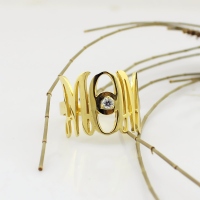 Custom Monogram Initial Birthstone Ring For Mom Gold Plated