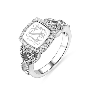 Classical Engraved Monogram Ring