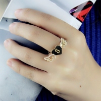 Angel Wings Heart Ring with Birthstone & Initial 18k Gold Plated