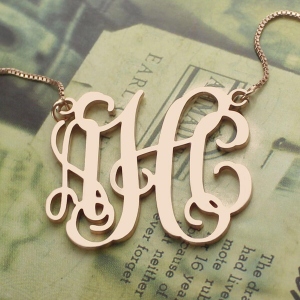 Personalized Rose Gold Monogram Pendant Necklace