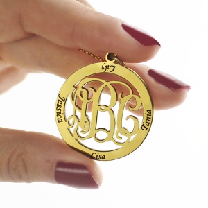Family Monogram 4 Names Necklace In Gold Plated