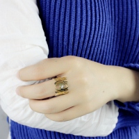 Custom Monogram Initial Birthstone Ring For Mom Gold Plated