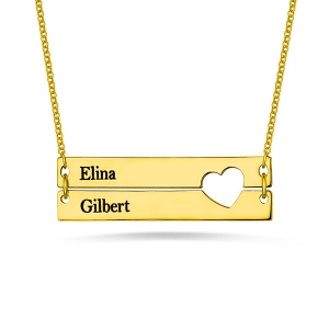 Collier Cœur-Gravure-Plaqué Or