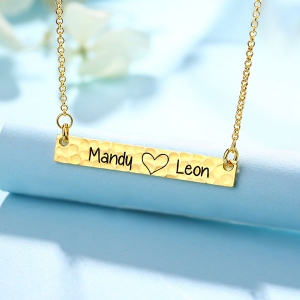 engraved name bar necklace